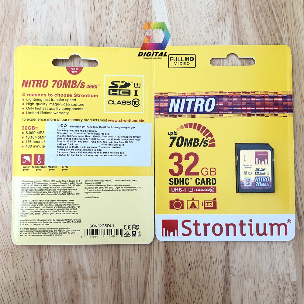 Thẻ nhớ SD 32GB Strontium chính hãng bản Nitro 466X