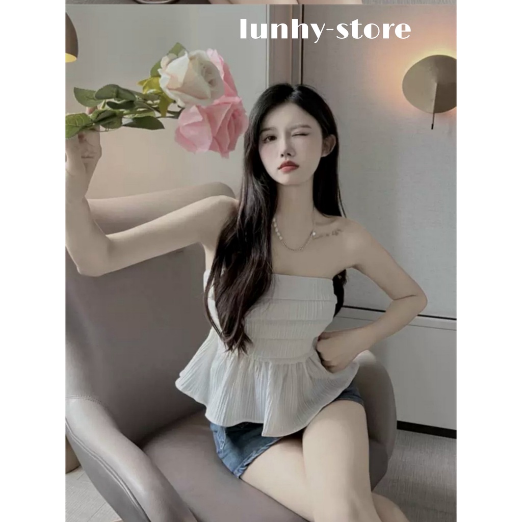 Áo Ống Đuôi Xoè Nữ Kiểu Ôm Sexy Chất Voan Cotton Mặc Được 2 Kiểu Siêu Xinh