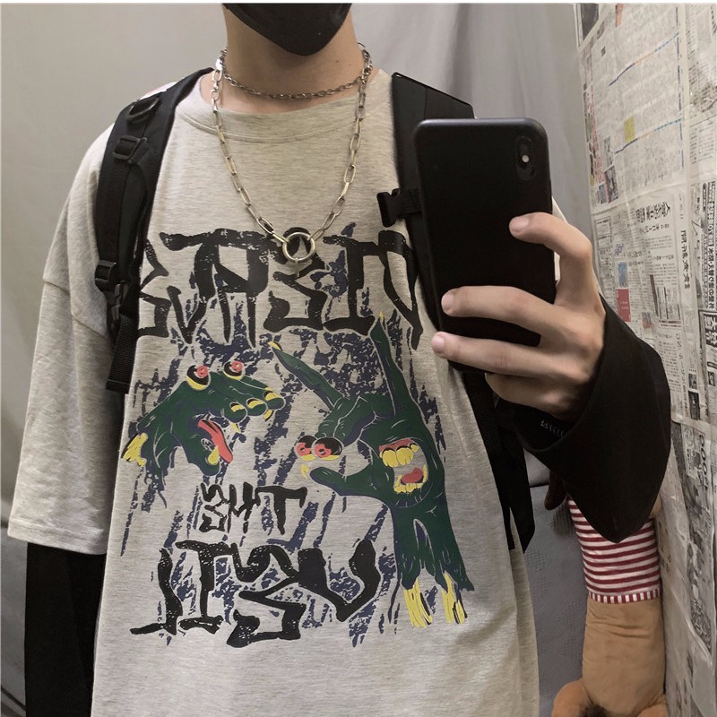 Áo Giả Hai Lớp Tay Dài Phong Cách Harajuku Hàn Quốc Cá Tính 16301