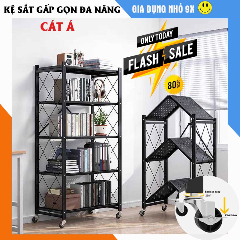 Kệ đa năng gấp gọn, kệ để đồ nhà bếp 3,4,5 tầng có bánh xe Cát Á - dễ dàng tháo lắp, tải trọng 200kg