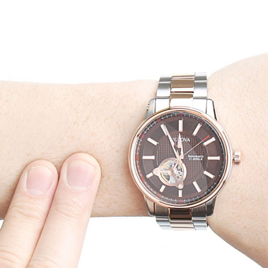 Đồng Hồ Bulova Nam Dây Kim Loại Máy Cơ-Automatic 98A140 - Mặt Nâu (45mm)