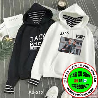 Aó hoodie K-ICM áo hoodie phối cổ kẻ JACK & K-ICM có đủ size in theo yêu cầu cá nhân