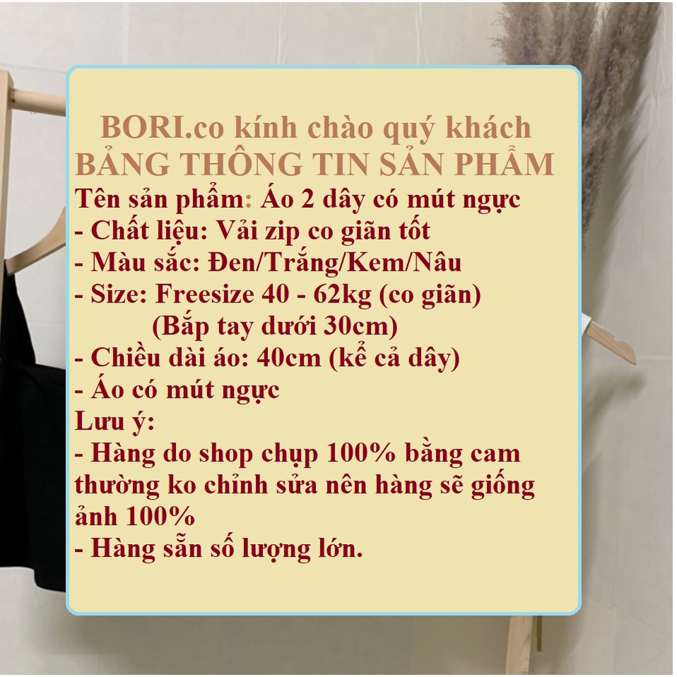 Áo 2 dây bản to có mút ngực dáng croptop- áo dây có đệm ngực chất zip co dãn cao cấp LACO03