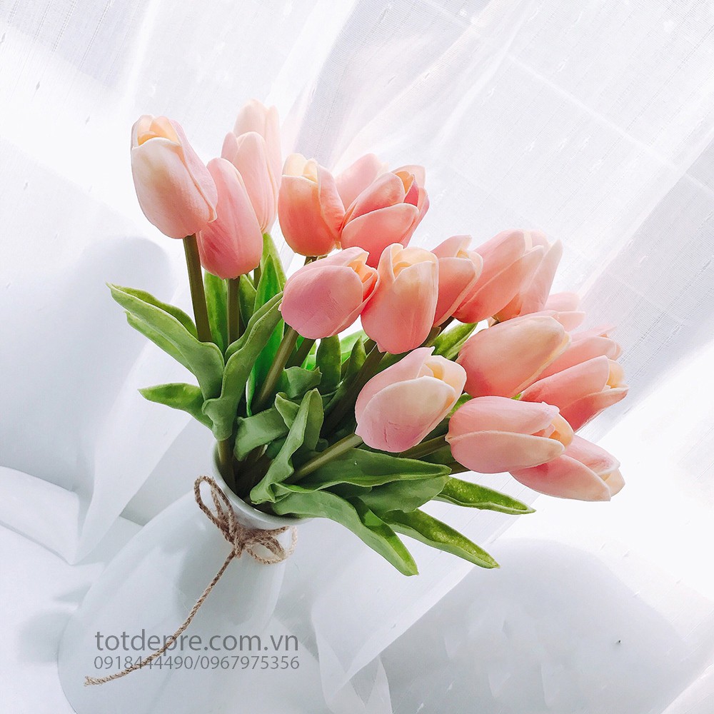 Tulip bông lẻ hoa nhựa dẻo như thật