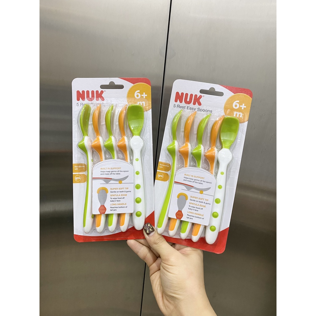 Thìa ăn dặm NUK bằng nhựa mềm PP, TPE dành cho bé từ 6 tháng