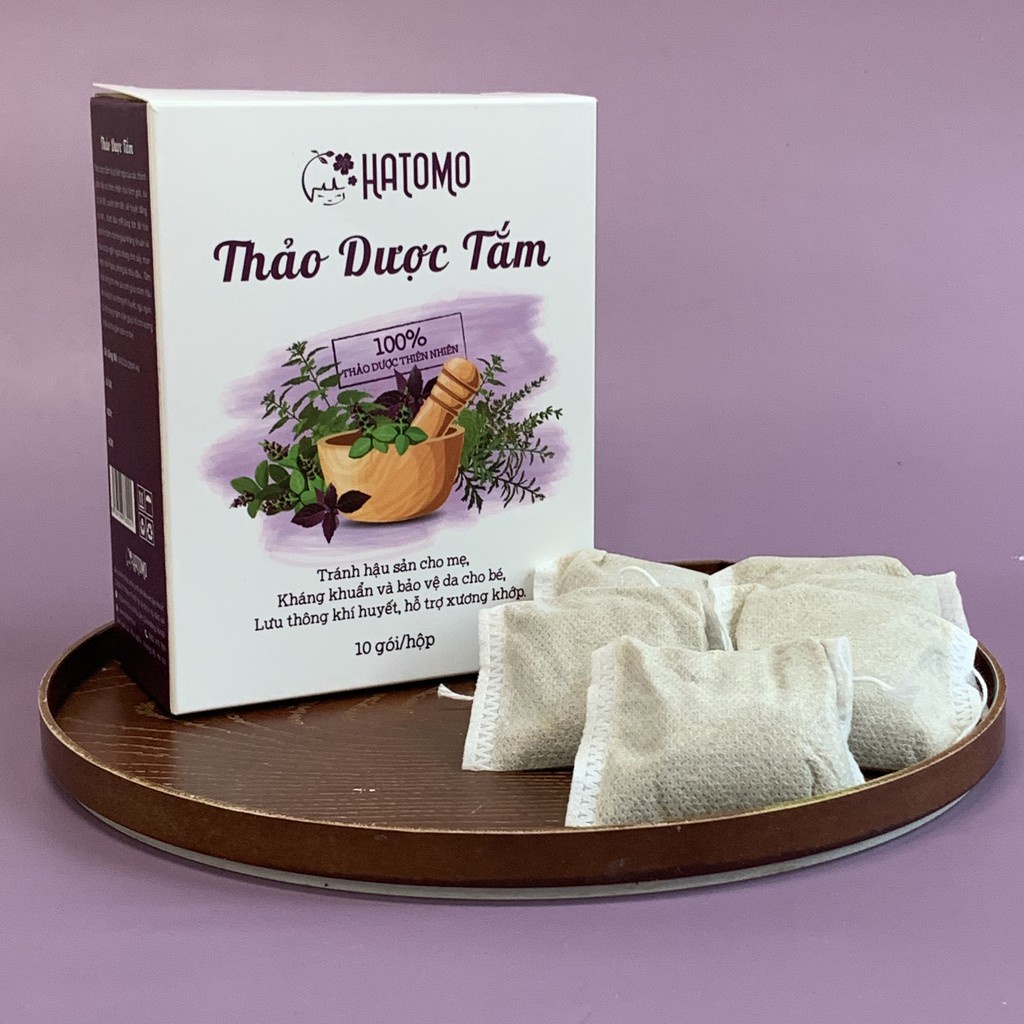 Thảo dược tắm cho mẹ và bé HATOMO hộp 10 túi, tắm gội thảo dược thiên nhiên - Monnie Kids