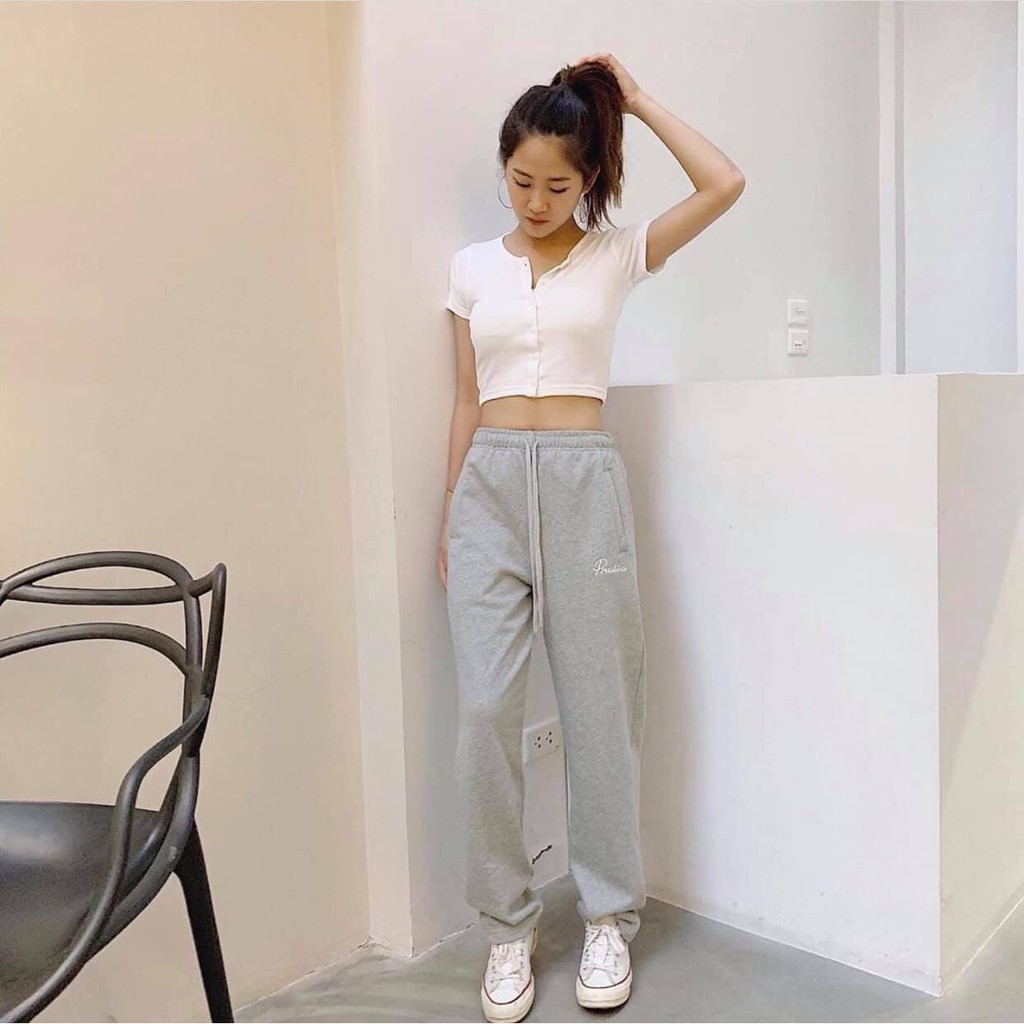 QUẦN BAGGY NỈ XÁM ĐEN PRADIES PANTS
