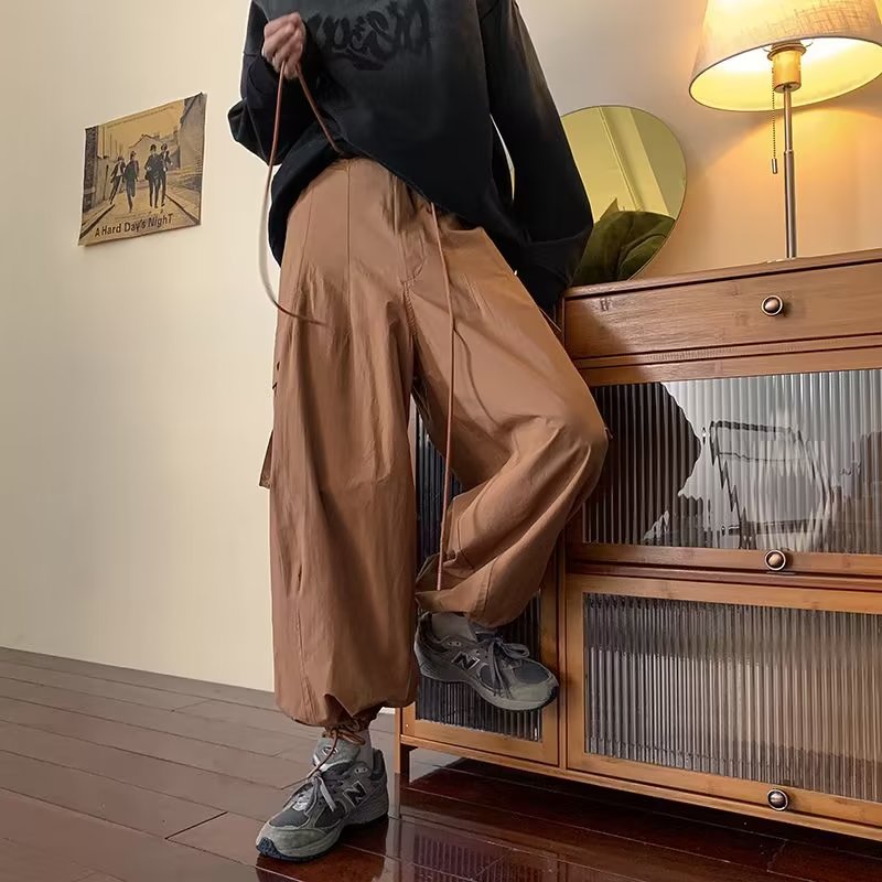 Quần Dài Nam Ống Rộng Phong Cách Retro Nhật Bản Thời Trang Cho Nữ Phong Cách Đường Phố Quần Yếm Jean Lưng Cao Ống Rộng Phong Cách