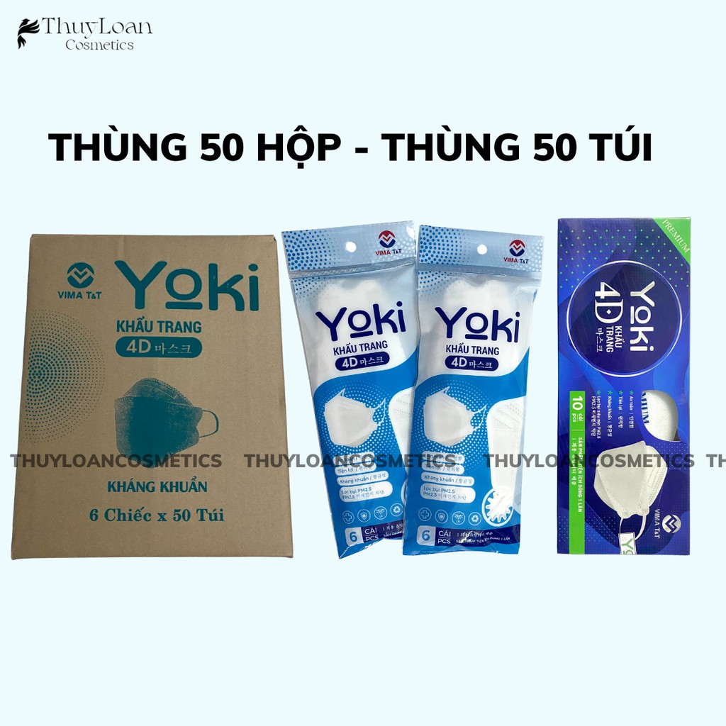 KF94 - Thùng 50 gói 6 cái Khẩu trang 4D Yoki hàng 4 lớp công ty