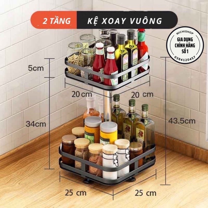 Kệ Đựng Gia Vị 2,3 Tầng Xoay Tĩnh Điện Để Đồ Nhà Bếp Đa Năng Kiểu Tròn - Giá Đựng Gia Vị Nhà Bếp Thông Minh Xoay 360 Độ