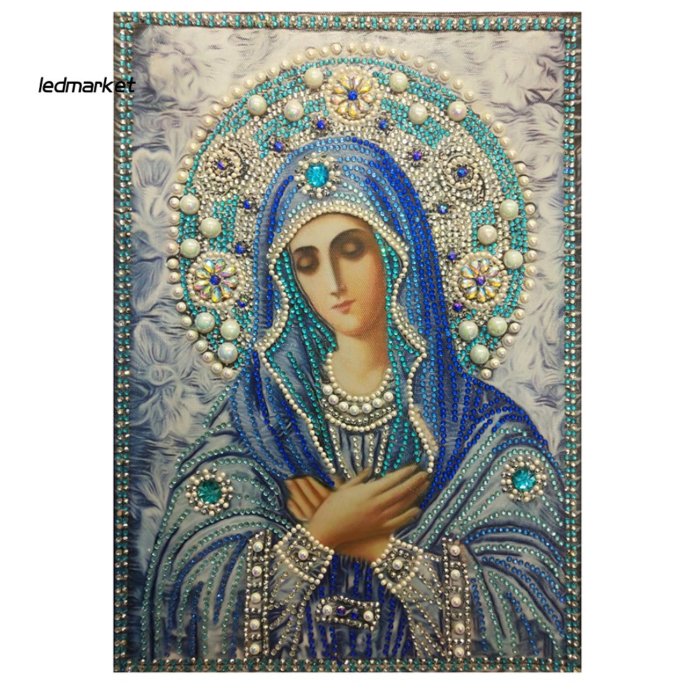Bộ Tranh Đính Đá Tự Làm 30cm X 40cm Hình Đức Mẹ Mary Nhiều Màu Sắc Đẹp Mắt Kèm Phụ Kiện