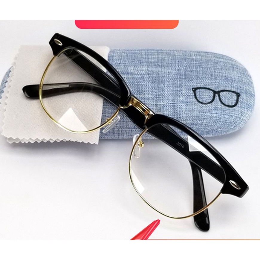 Gọng kính cận nam nữ 2 màu đen và ghi xám 3016, tròng kính giả cận không độ. [Eyes of life]