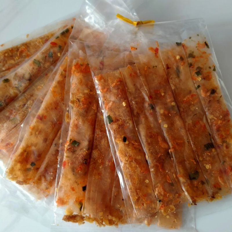 Bánh tráng dẻo tôm cuộn hành phi - bánh tráng dẻo cuộn khô gà &amp; khô bò