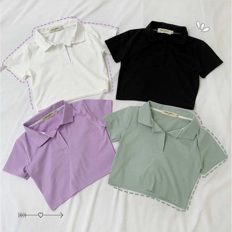 Áo Croptop Cổ Trụ PLO Tay Ngắn Dáng Ôm Nhẹ Ulzzang (4 Màu)