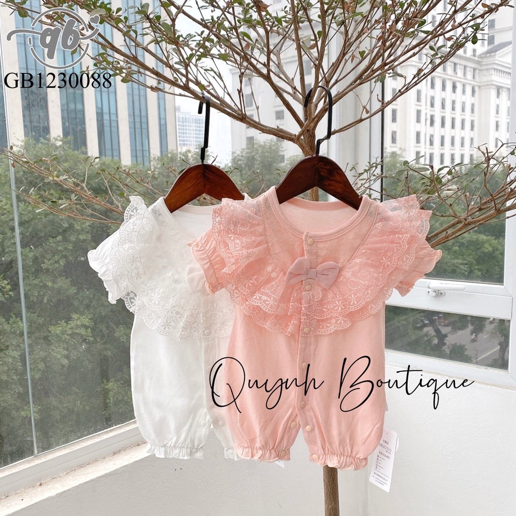 Body ren  sơ sinh, body đùi cho bé QUỲNH BOUTIQUE Body cộc nơ cổ ren