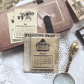 Sticker vintage lịch tháng