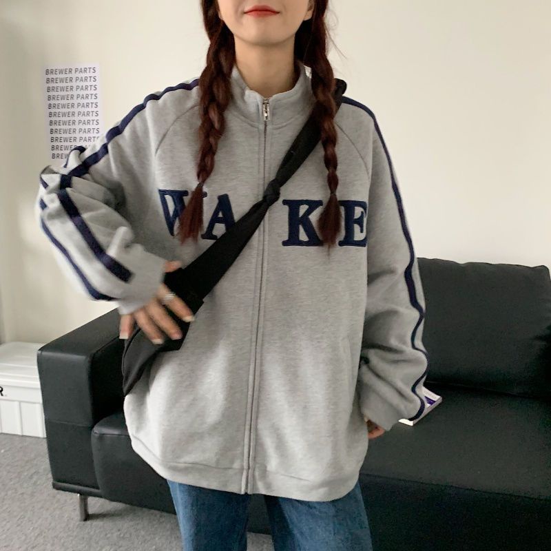 Áo Khoác Thể Thao Dáng Rộng In Chữ Đơn Giản Kiểu Hàn Quốc Thời Trang Mùa Thu 2022