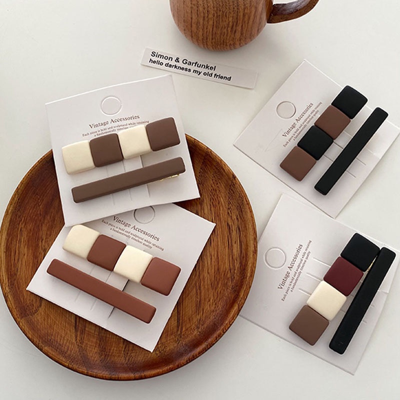 Set 2 Kẹp Tóc Nữ Màu Sắc Ngọt Ngào Vintage