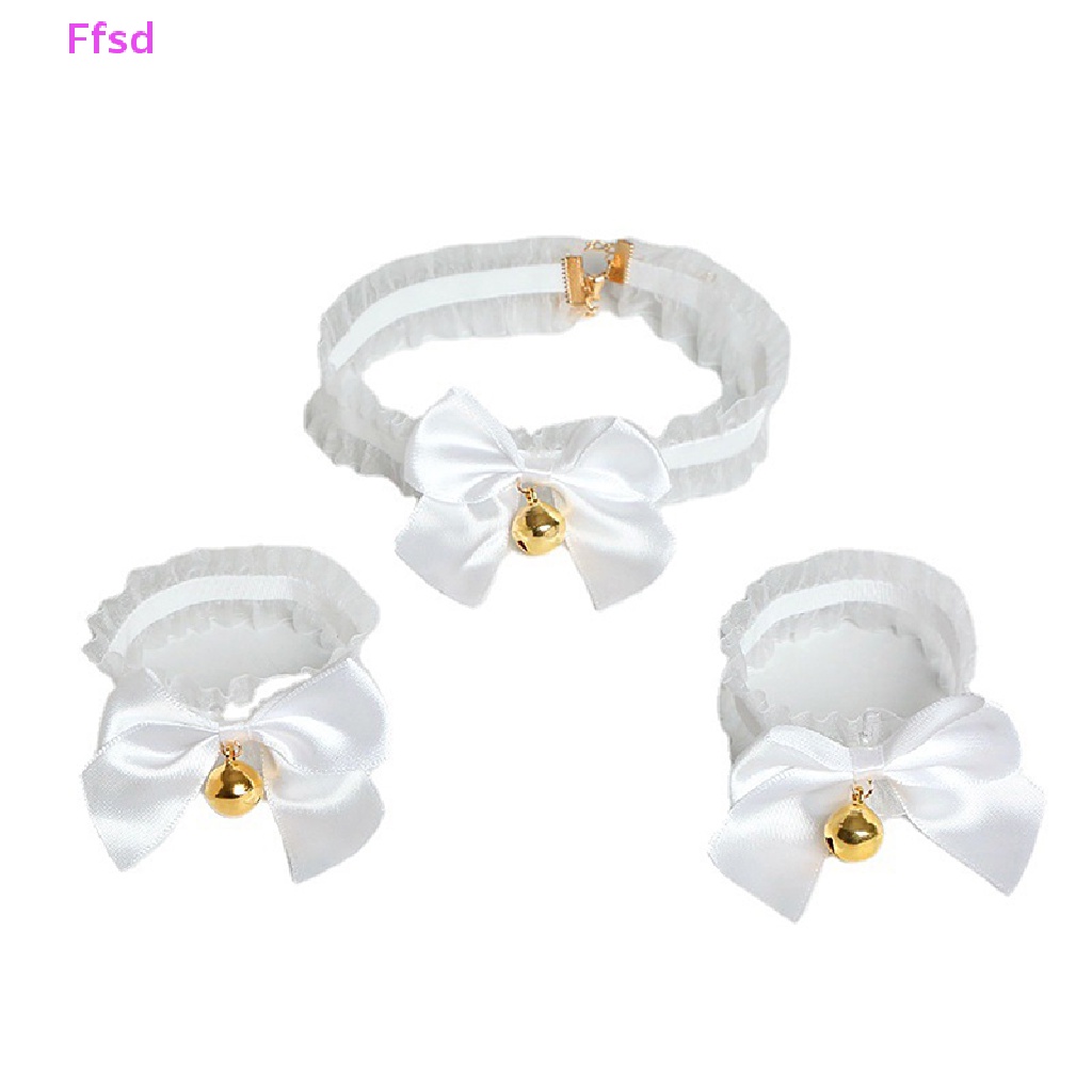 {Ffsd} Bộ Vòng Đeo Cổ / Vòng Tay / Băng Đô Tai Mèo Phối Ren Nơ Hóa Trang Lolita Cho Bé Gái