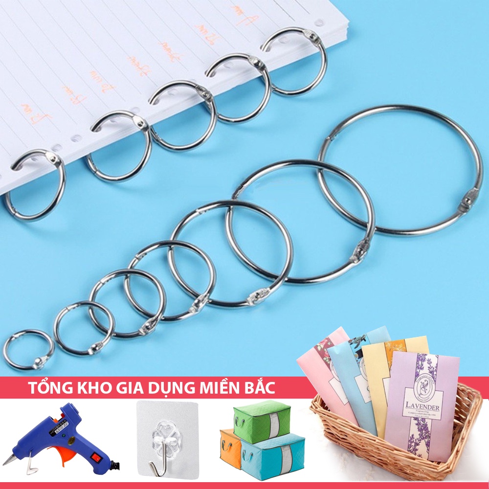 (Sỉ Đủ Size) Khoen Tròn Inox Flashcard Đóng Gáy Sách, Album, Lịch Tết - Khoen Móc Vòng Còng Đóng Sổ, Sổ Tay