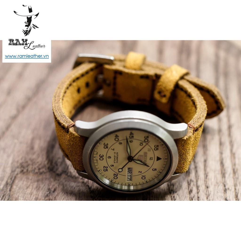 Tổng Hợp Dây Đồng Hồ Da Bò 18 Chuyên Dùng Cho Seiko 5 Quân Đội  Và Orient Sk +
