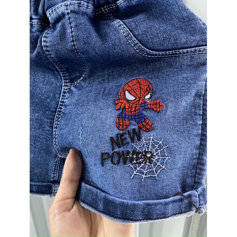 Quần Sóc JEAN bé trai - quần short cho bé họa tiết phối cá tính chất bò mềm