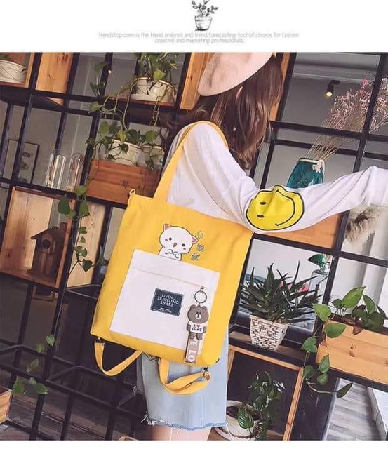 Túi tote thời trang chú mèo tai hồng