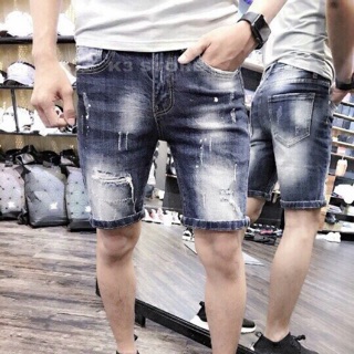 Quần short jean nam rách bụi qsj16