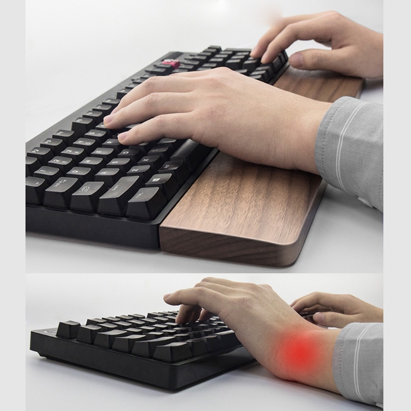 Miếng kê cổ tay hỗ trợ gõ phím bằng gỗ óc chó chống trượt cho bàn phím cơ chơi game 61 87 104 phím