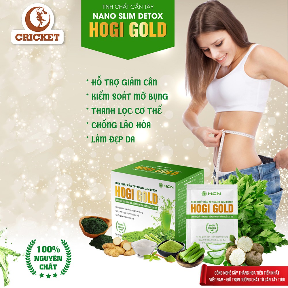 Bột Cần Tây Hogi Gold Hỗ Trợ Giảm Cân Hộp 200g (20 gói x 10g) - Dưỡng dáng đẹp da, detox cơ thể