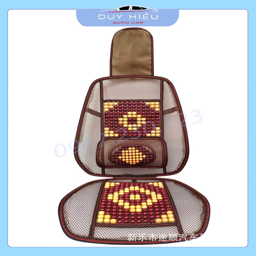Lót ghế kèm tựa lưng hạt gỗ thoáng mát dành cho mọi loại xe