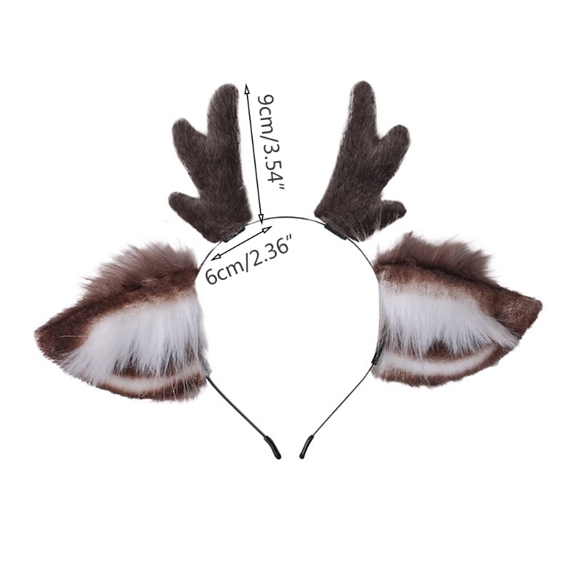 Băng Đô Cài Tóc Hình Sừng Tuần Lộc Bằng Lông Giả