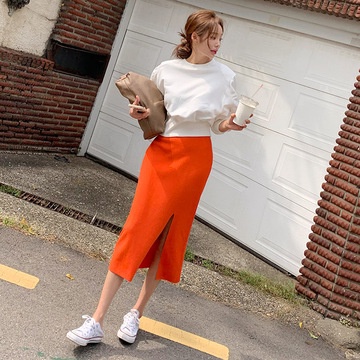 Chân Váy Dệt Kim Dáng Ôm Xẻ Tà Kiểu Hàn Quốc Thời Trang Mùa Xuân Hàng Mới Dành Cho Bạn Nữ