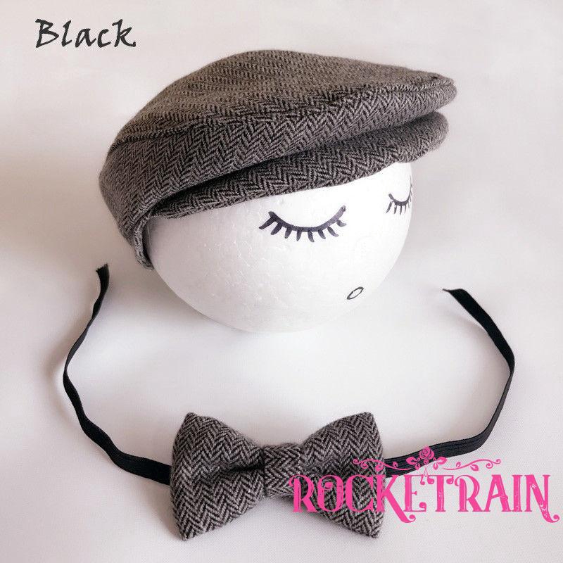 Mũ bê rê kèm nơ thắt cổ áo chụp hình cho bé