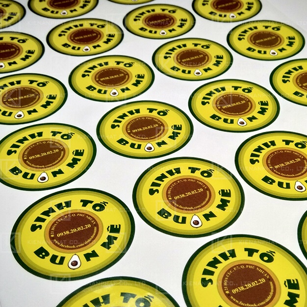In decal giấy theo yêu cầu- in ghép ,cán bóng, cắt thẳng