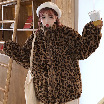 [Có sẵn] Áo khoác lông cừu họa tiết da báo áo khoác cardigan A328 | BigBuy360 - bigbuy360.vn