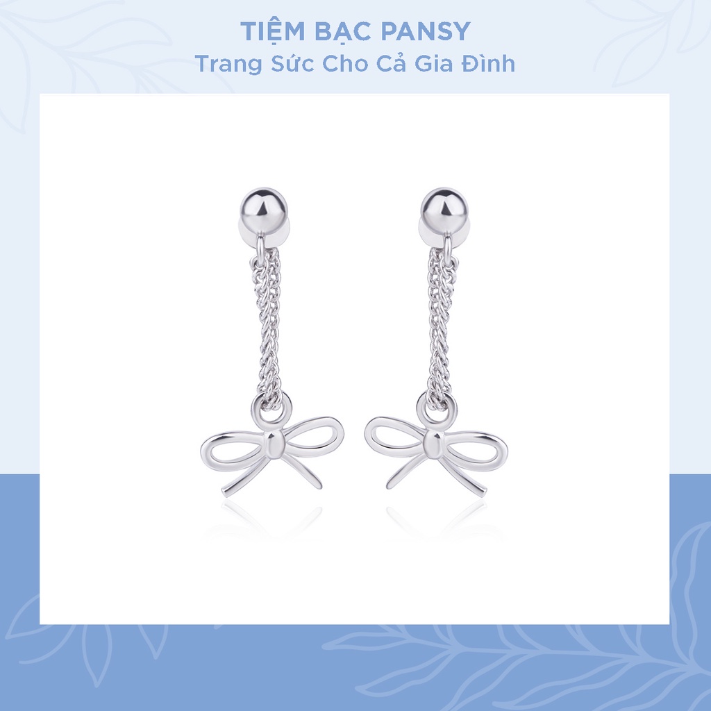 Bông tai tua rua hình nơ PANSY bằng bạc ta - Khuyên tai nữ bạc đẹp cao cấp