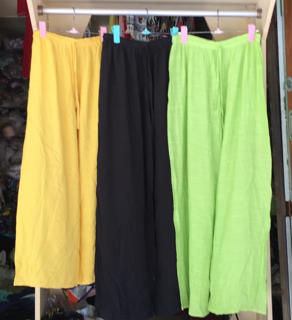 Quần Dài Ống Rộng Nam Nữ Xô Cotton Mỏng Mát Đi Biển Đi Phượt Chống Nắng Chống Muỗi Đốt - Âu Mỹ Hàn