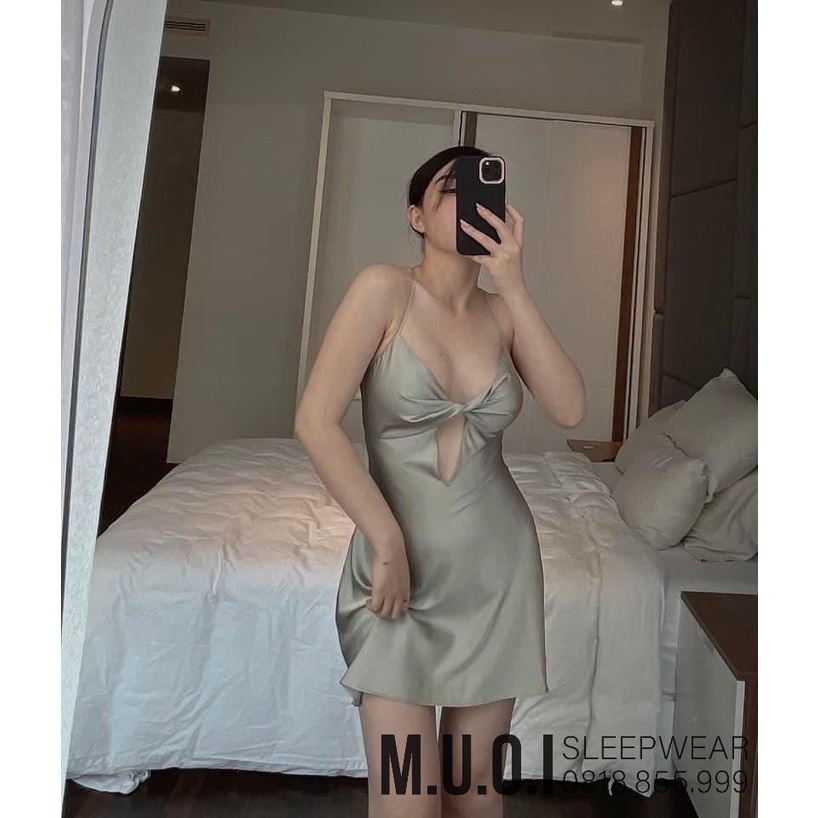 [FREESHIP] Váy ngủ sexy QUẢNG CHÂU- SX 119 -Váy ngủ lua nơ xoắn ngực hottrend sexy QUẢNG CHÂU - hàng có sẵn(video+ ảnh)