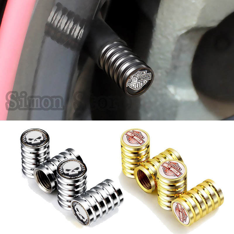 Set 4 Nắp Van Khí Bánh Xe Ô Tô Harley Sportster Touring Dyna Softail Cvode