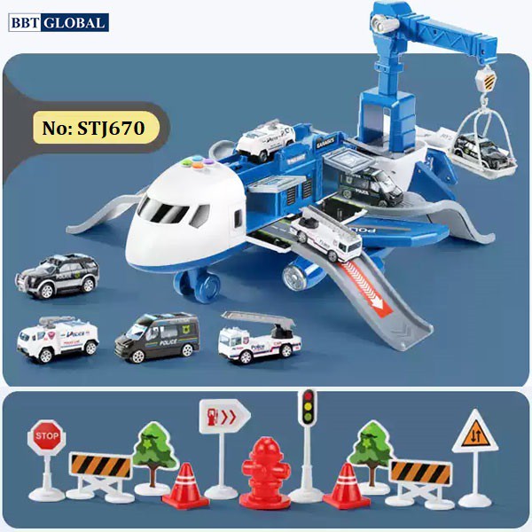 Đồ chơi mô hình máy bay cảnh sát cỡ lớn BBT GLOBAL có đèn và nhạc cỡ lớn