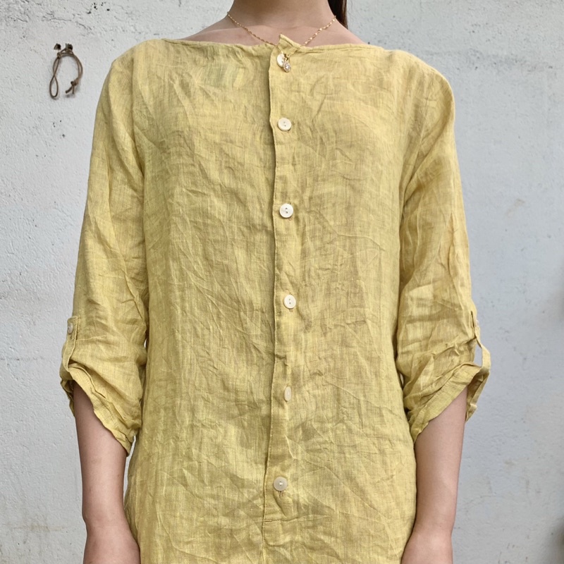 Đầm 2hand chất Đũi màu vàng