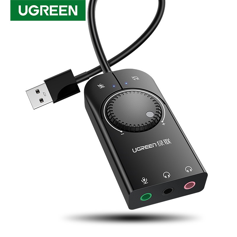 Cáp USB Sound Ugreen 40964 CM129 chuẩn 3.5mm có Volume control Cao Cấp Chính Hãng