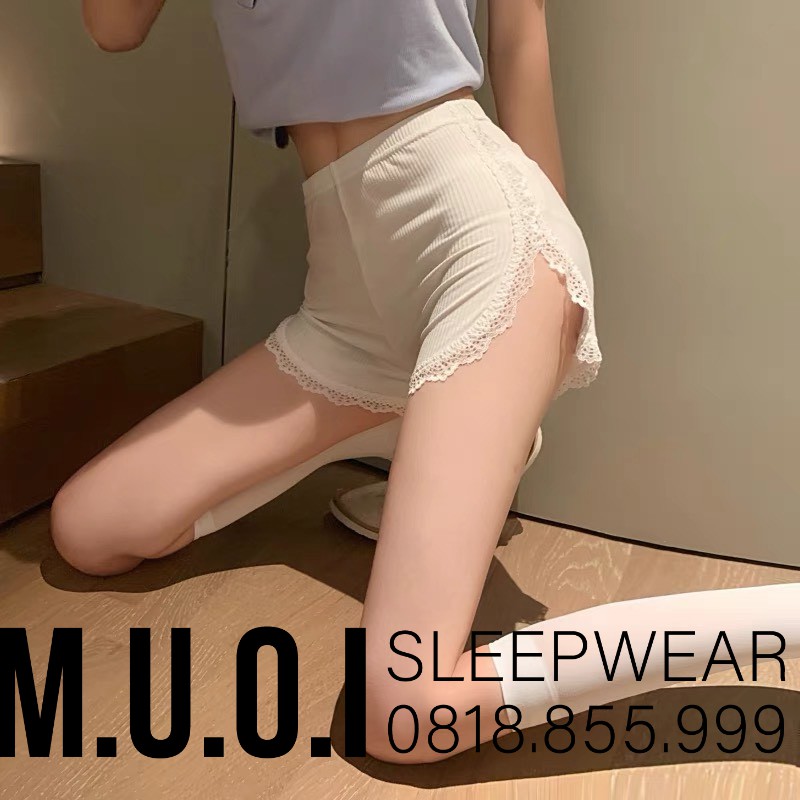 ❤️Quần Mặc Váy Nữ- Quần mặc ở nhà thiết kế gân tăm phối ren mềm mại mã QL04