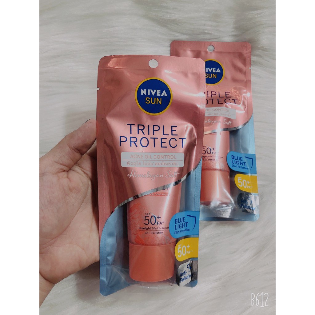 (CAM) Kem Chống Nắng Dưỡng Da Kiểm Soát Nhờn Mụn NIVEA SUN Triple Protect Acne Oil Control SPF50+ PA+++ 40ML