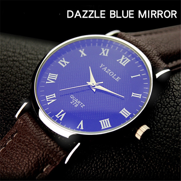 New Blu-ray pointer waterproof quartz watch scale fashion business couple watch