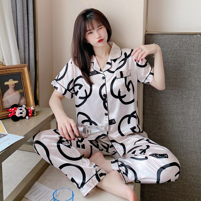 Đồ Ngủ Lụa Thời Trang Cho Nữ pijama bộ ngủ lụa váy ngủ 2 dây Thiết kế hoa cúc nhỏ đồ ngủ lụa cao cấp