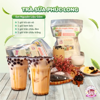 Set Nguyên Liệu Pha Trà Sữa Thái Xanh, Trân Châu Đường Đen, Socola, Khoai Môn, Hoa Đậu Biếc