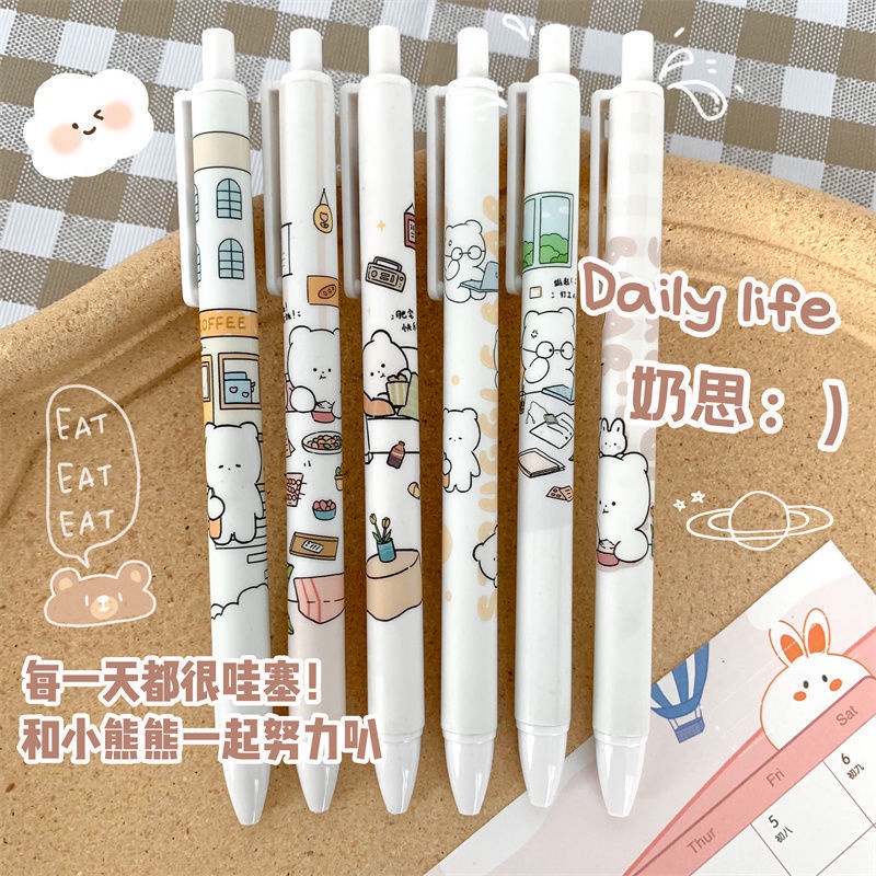 Bút Mực gel Ngòi 0.5mm In Hình Gấu Hoạt Hình Dễ Thương