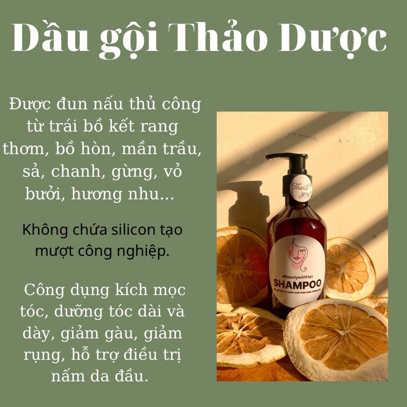 Dầu gội thảo dược Bồ Kết hỗ trợ mọc tóc giảm rụng - HERBAL SHAMPOO @beautywithHan | BigBuy360 - bigbuy360.vn